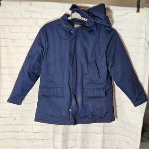 Vintage Eagle Jacket Men's XL Hooded Quilted Heavy Duty Work Navy